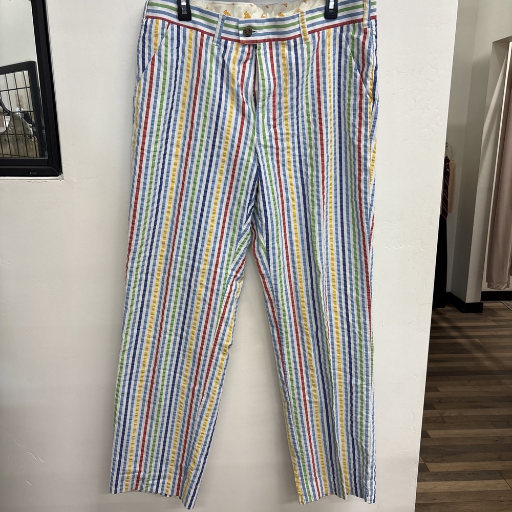Loudmouth Golf Pants Mens 36x32L Striped Pockets Wide Leg Sporty Golf Fun Loud